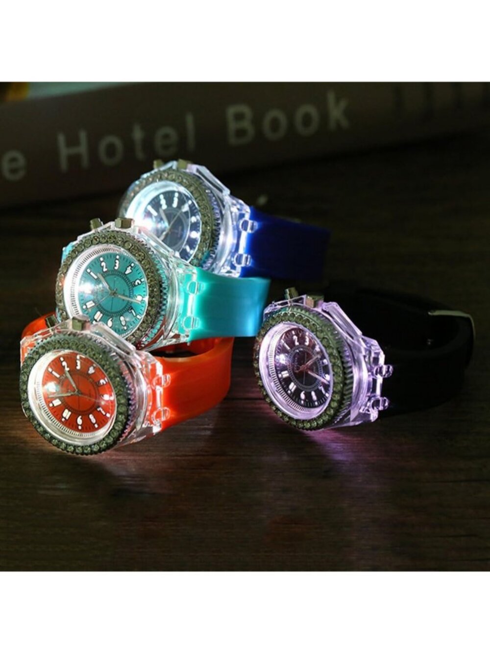 Womens Mint Green Analog Silicone Bling Luminous Lights Sport Square Wrist Watch - Picture 3 of 5